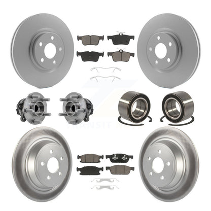 Hub Bearing Coated Brake Rotor Pads Front Rear Kit (10Pc) For 2015 Ford Edge FWD