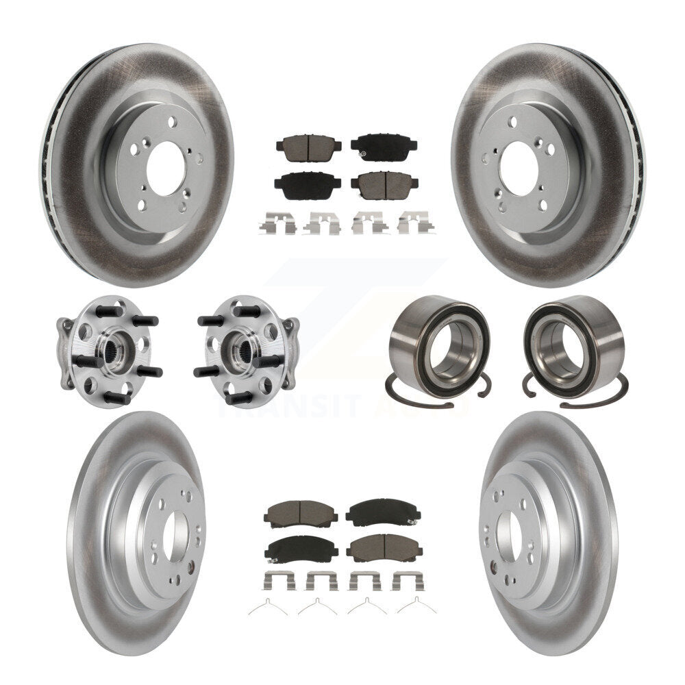 Hub Bearing Coated Brake Rotor Pads Front Rear Kit (10Pc) For 09-13 Acura TL AWD