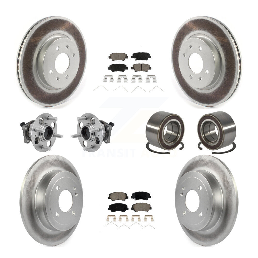 Hub Bearing Coated Brake Rotor And Pad Front Rear Kit (10Pc) For Kia Rio Hyundai