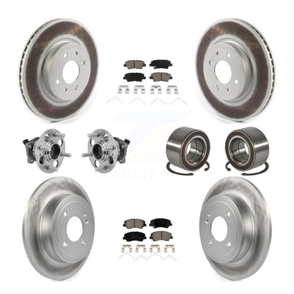 Hub Bearing Coated Brake Rotor And Pad Front Rear Kit (10Pc) For Kia Rio Hyundai