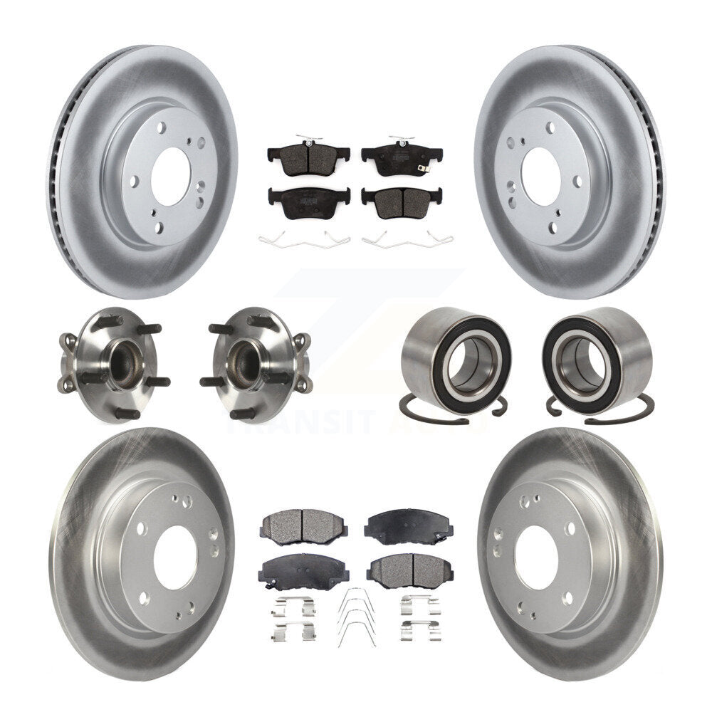 Hub Bearing Coated Disc Brake Rotor & Pads Front Rear Kit (10Pc) For Honda Civic