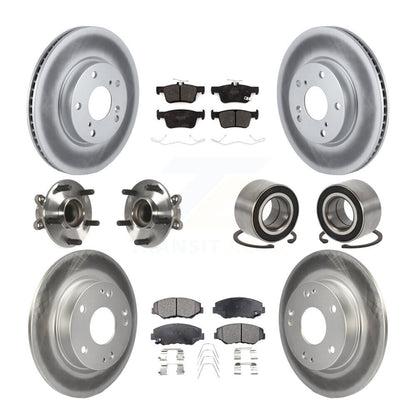 Hub Bearing Coated Disc Brake Rotor & Pads Front Rear Kit (10Pc) For Honda Civic