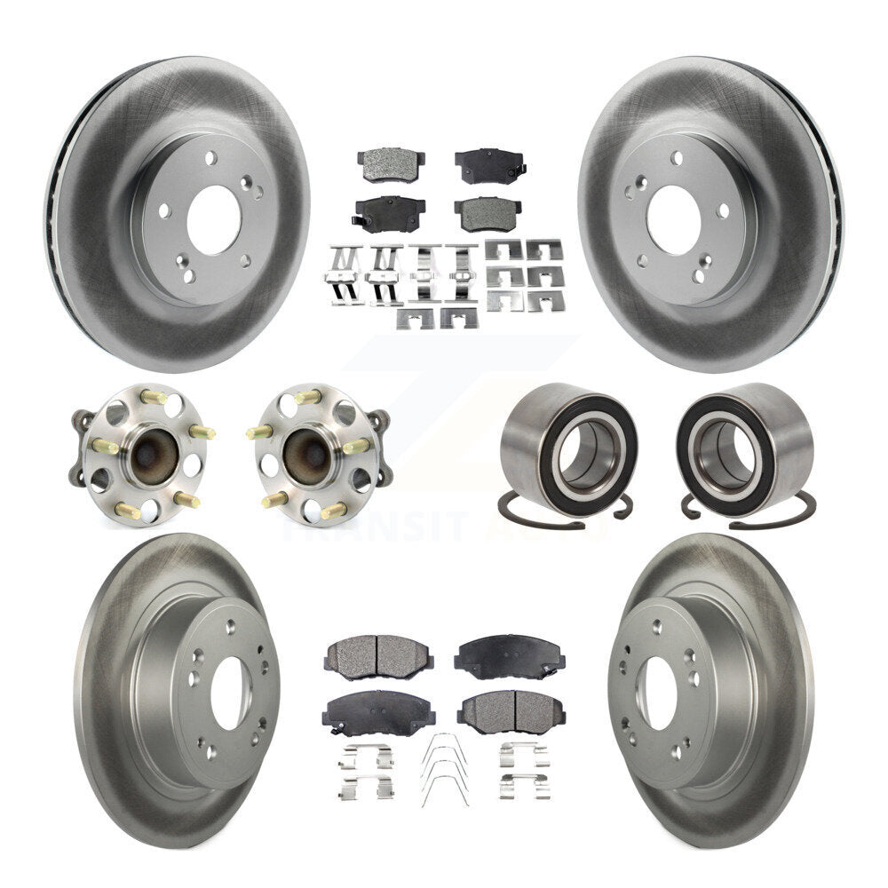 Hub Bearing Coated Disc Brake Rotor & Pad Front Rear Kit (10Pc) For Honda Accord