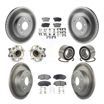 Hub Bearing Coated Disc Brake Rotor & Pad Front Rear Kit (10Pc) For Honda Accord