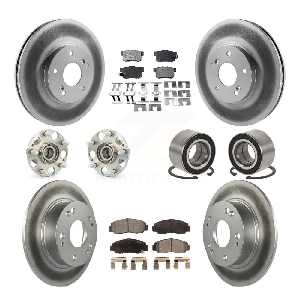 Hub Bearing Coated Disc Brake Rotor & Pad Front Rear Kit (10Pc) For Honda Accord
