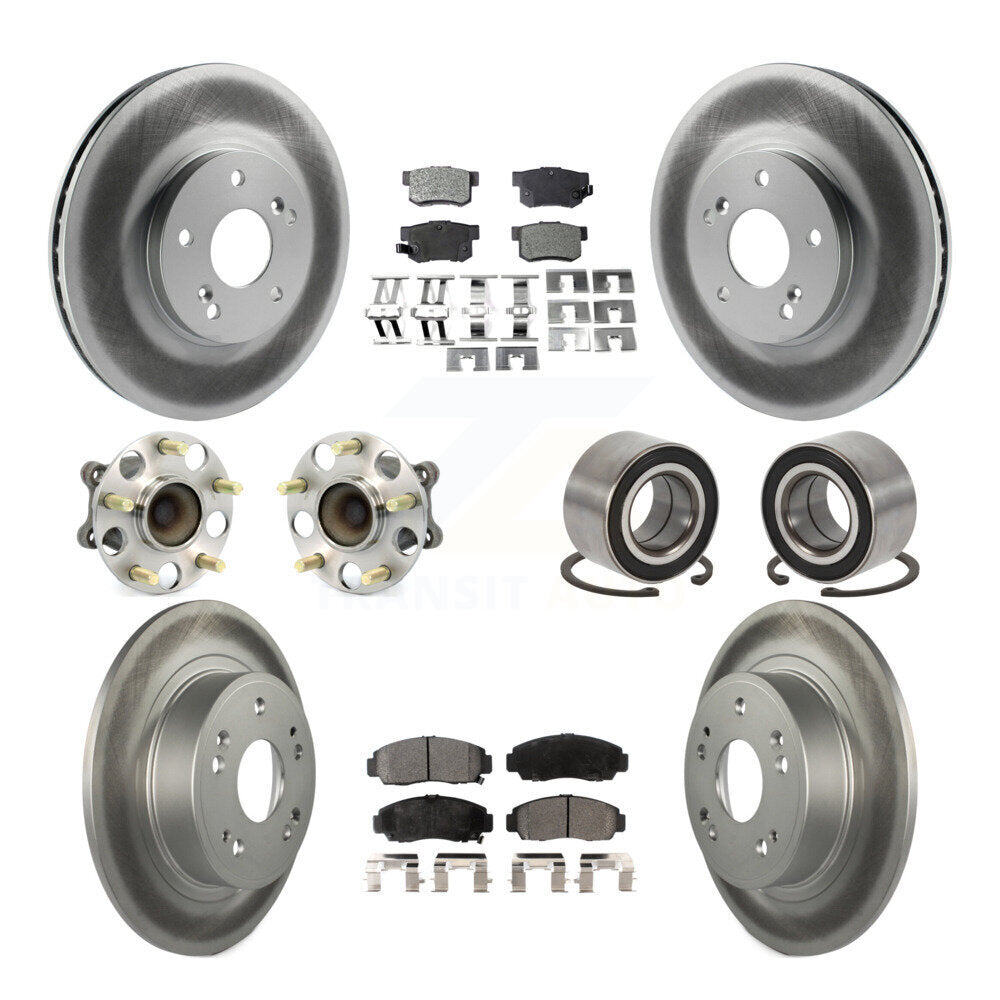 Hub Bearing Coated Disc Brake Rotor & Pad Front Rear Kit (10Pc) For Honda Accord