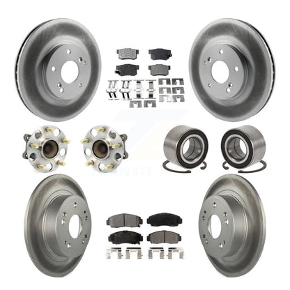 Hub Bearing Coated Disc Brake Rotor & Pad Front Rear Kit (10Pc) For Honda Accord