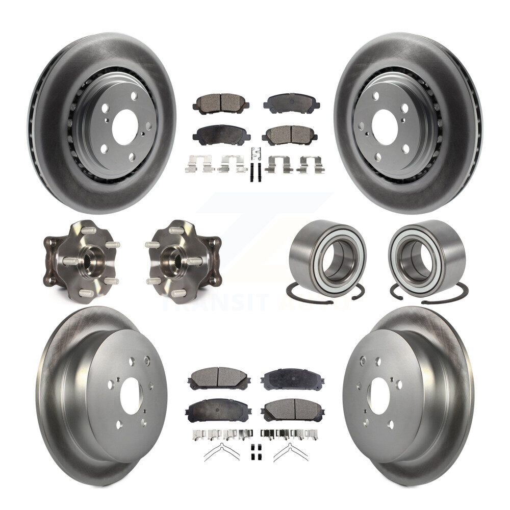 Hub Bearing Coated Brake Rotor & Pad Front Rear Kit (10Pc) For Toyota Highlander