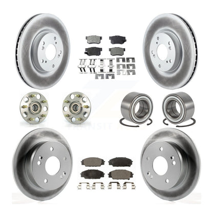 Hub Bearing Coated Brake Rotor & Pads Front Rear Kit (10Pc) For Acura RSX Type-S