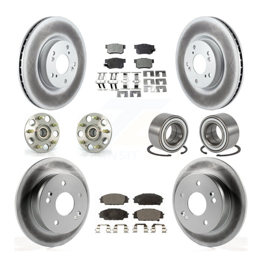 Hub Bearing Coated Brake Rotor & Pads Front Rear Kit (10Pc) For Acura RSX Type-S