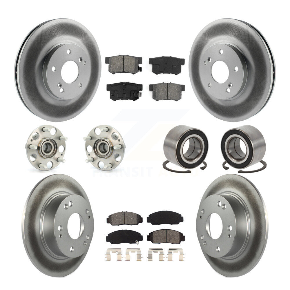 Hub Bearing Coated Disc Brake Rotor & Pad Front Rear Kit (10Pc) For Honda Accord