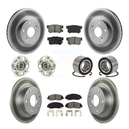Hub Bearing Coated Disc Brake Rotor & Pad Front Rear Kit (10Pc) For Honda Accord