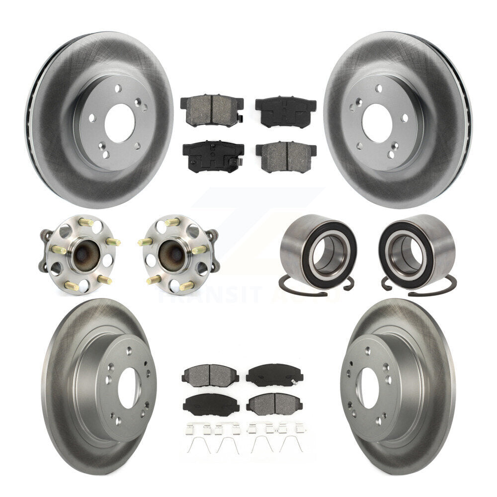 Hub Bearing Coated Disc Brake Rotor & Pad Front Rear Kit (10Pc) For Honda Accord