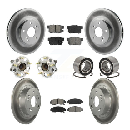 Hub Bearing Coated Disc Brake Rotor & Pad Front Rear Kit (10Pc) For Honda Accord