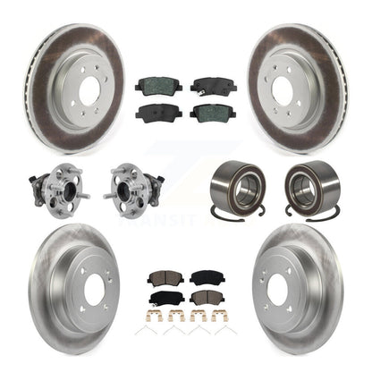 Hub Bearing Coated Brake Rotor And Pad Front Rear Kit (10Pc) For Kia Rio Hyundai