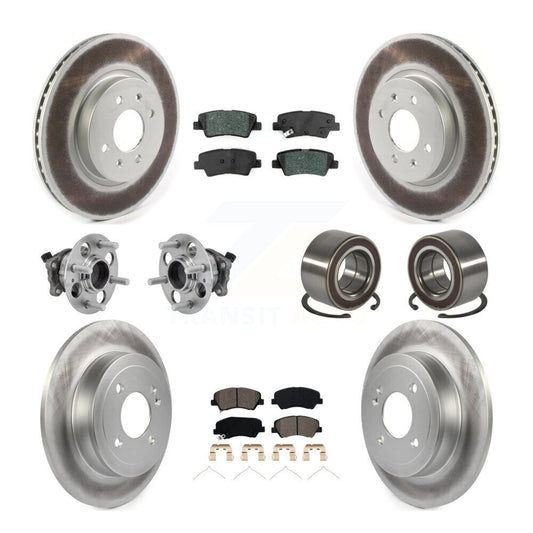 Hub Bearing Coated Brake Rotor And Pad Front Rear Kit (10Pc) For Kia Rio Hyundai