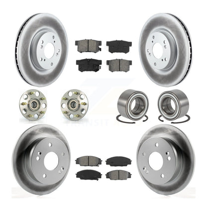 Hub Bearing Coated Brake Rotor & Pads Front Rear Kit (10Pc) For Acura RSX Type-S