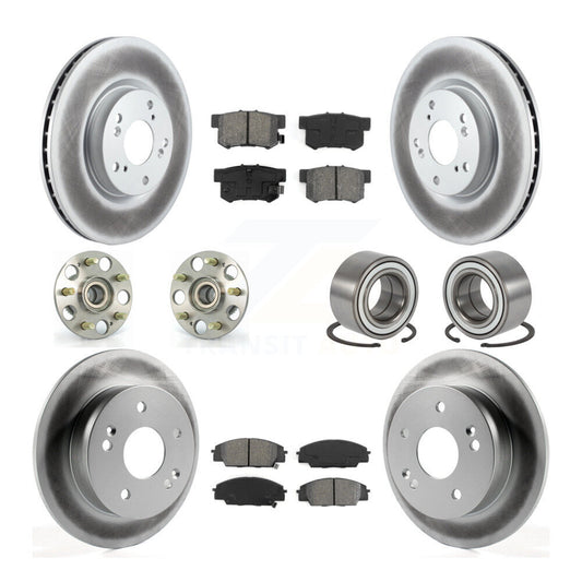 Hub Bearing Coated Brake Rotor & Pads Front Rear Kit (10Pc) For Acura RSX Type-S