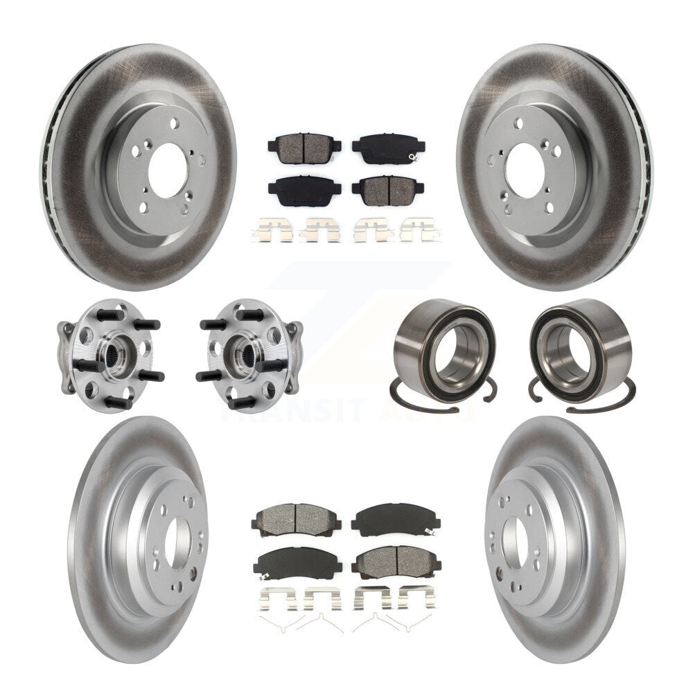 Hub Bearing Coated Brake Rotor Pads Front Rear Kit (10Pc) For 09-13 Acura TL AWD