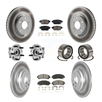 Hub Bearing Coated Brake Rotor Pads Front Rear Kit (10Pc) For 09-13 Acura TL AWD