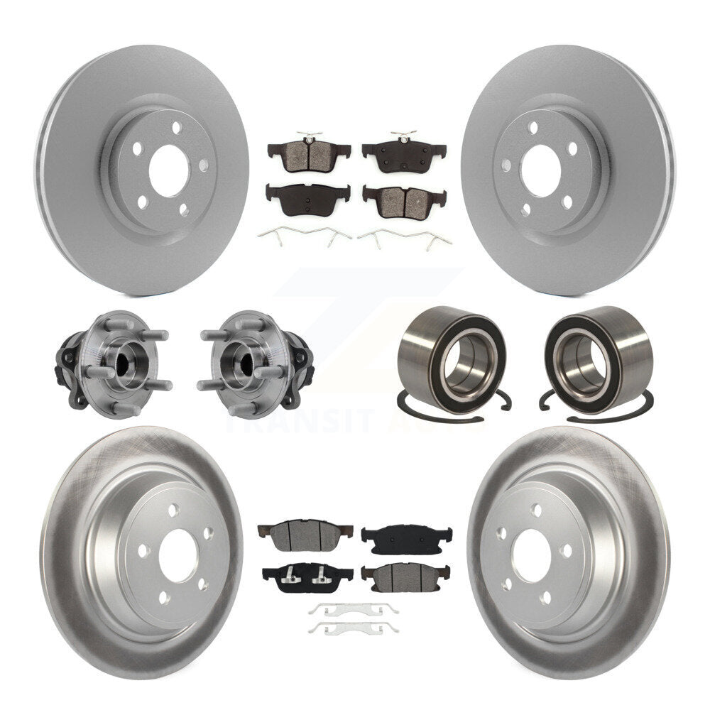 Hub Bearing Coated Brake Rotor Pads Front Rear Kit (10Pc) For 2015 Ford Edge FWD