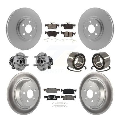 Hub Bearing Coated Brake Rotor Pads Front Rear Kit (10Pc) For 2015 Ford Edge FWD