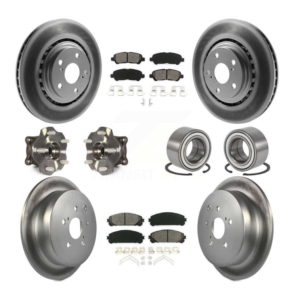 Hub Bearing Coated Brake Rotor & Pad Front Rear Kit (10Pc) For Toyota Highlander