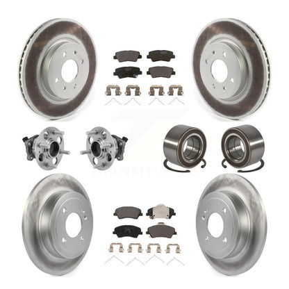 Hub Bearing Coated Brake Rotor And Pad Front Rear Kit (10Pc) For Kia Rio Hyundai