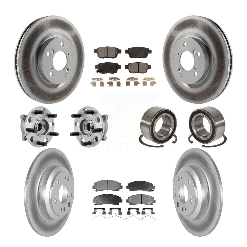 Hub Bearing Coated Brake Rotor Pads Front Rear Kit (10Pc) For 09-13 Acura TL AWD