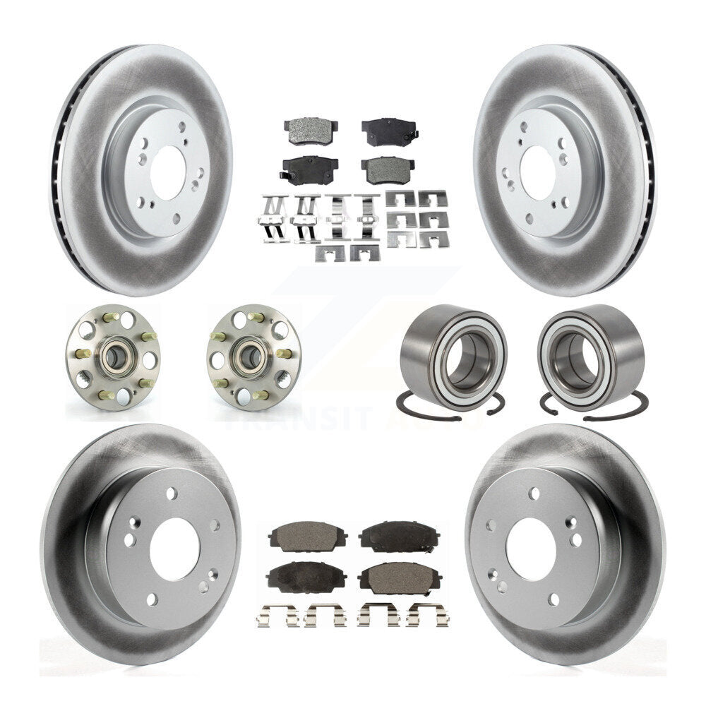 Hub Bearing Coated Brake Rotor & Pads Front Rear Kit (10Pc) For Acura RSX Type-S