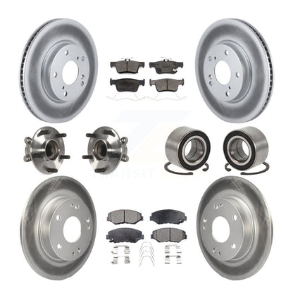 Hub Bearing Coated Disc Brake Rotor & Pads Front Rear Kit (10Pc) For Honda Civic