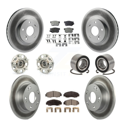 Hub Bearing Coated Disc Brake Rotor & Pad Front Rear Kit (10Pc) For Honda Accord