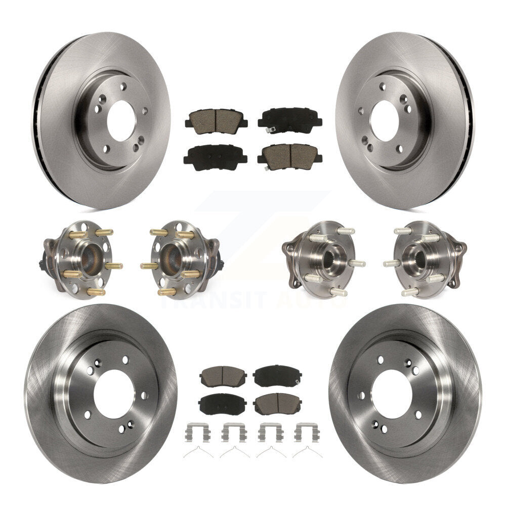 Hub Bearings Disc Brake Rotors And Pads Front Rear Kit (10Pc) For Hyundai Sonata
