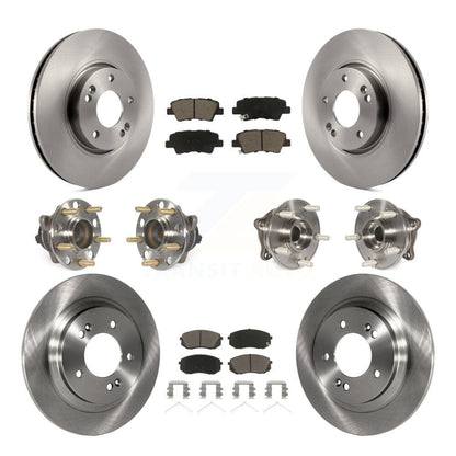 Hub Bearings Disc Brake Rotors And Pads Front Rear Kit (10Pc) For Hyundai Sonata