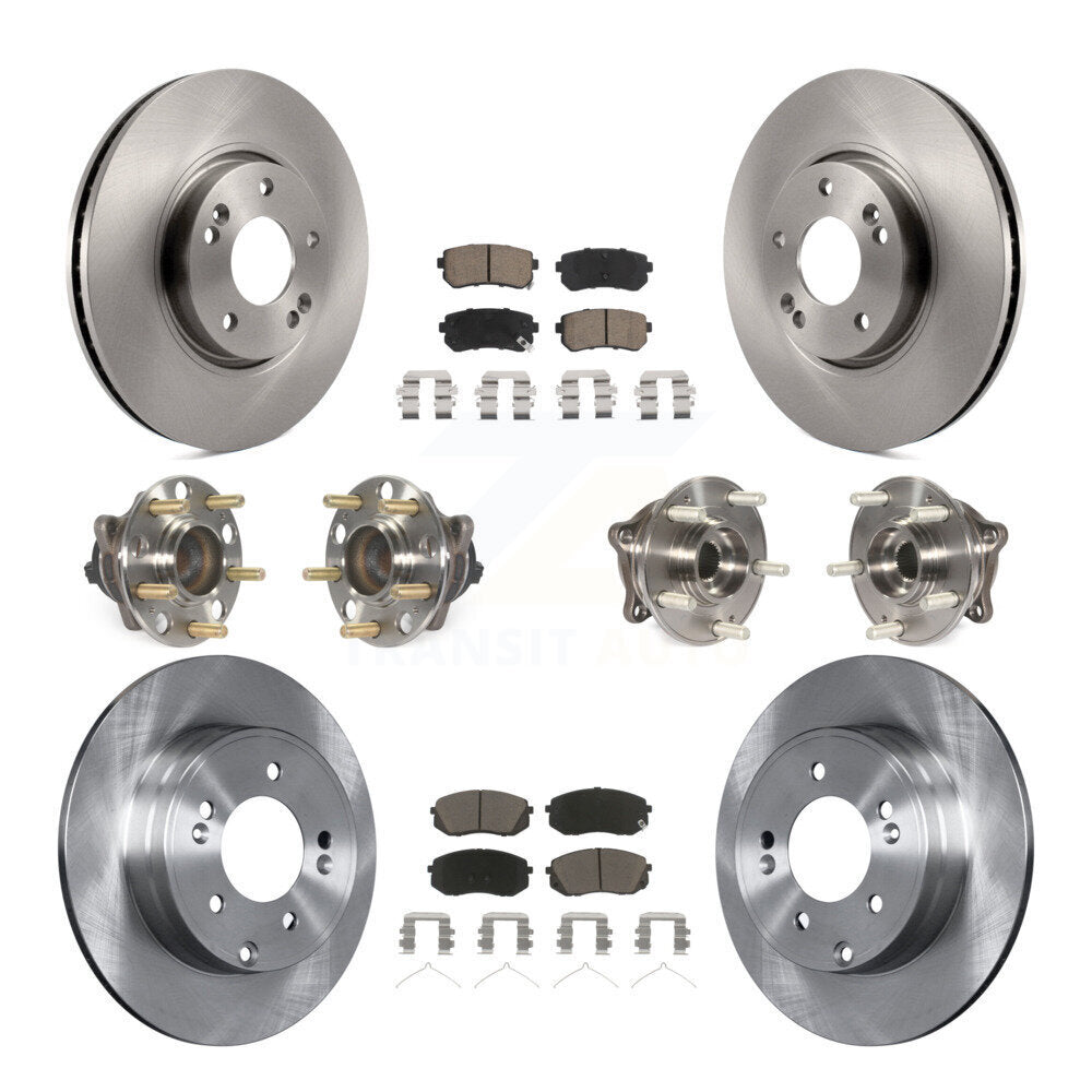 Hub Bearings Disc Brake Rotors And Pads Front Rear Kit (10Pc) For Hyundai Sonata