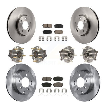 Hub Bearings Disc Brake Rotors And Pads Front Rear Kit (10Pc) For Hyundai Sonata