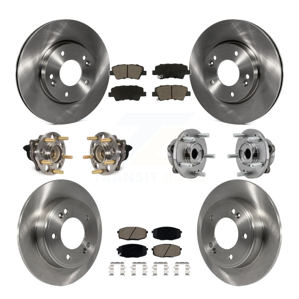 Hub Bearing Disc Brake Rotor And Ceramic Pads Front Rear Kit (10Pc) For Kia Soul