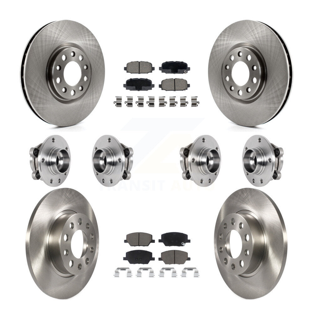 Hub Bearing Disc Brake Rotor And Pads Front Rear Kit (10Pc) For Jeep Compass AWD