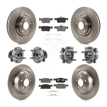 Hub Bearing Brake Rotor & Pads Front Rear Kit (10Pc) For 2015-2018 Ford Edge FWD