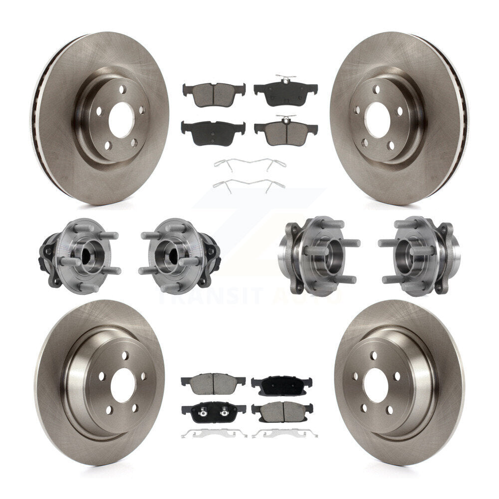 Hub Bearing Brake Rotor & Pads Front Rear Kit (10Pc) For Lincoln Continental FWD