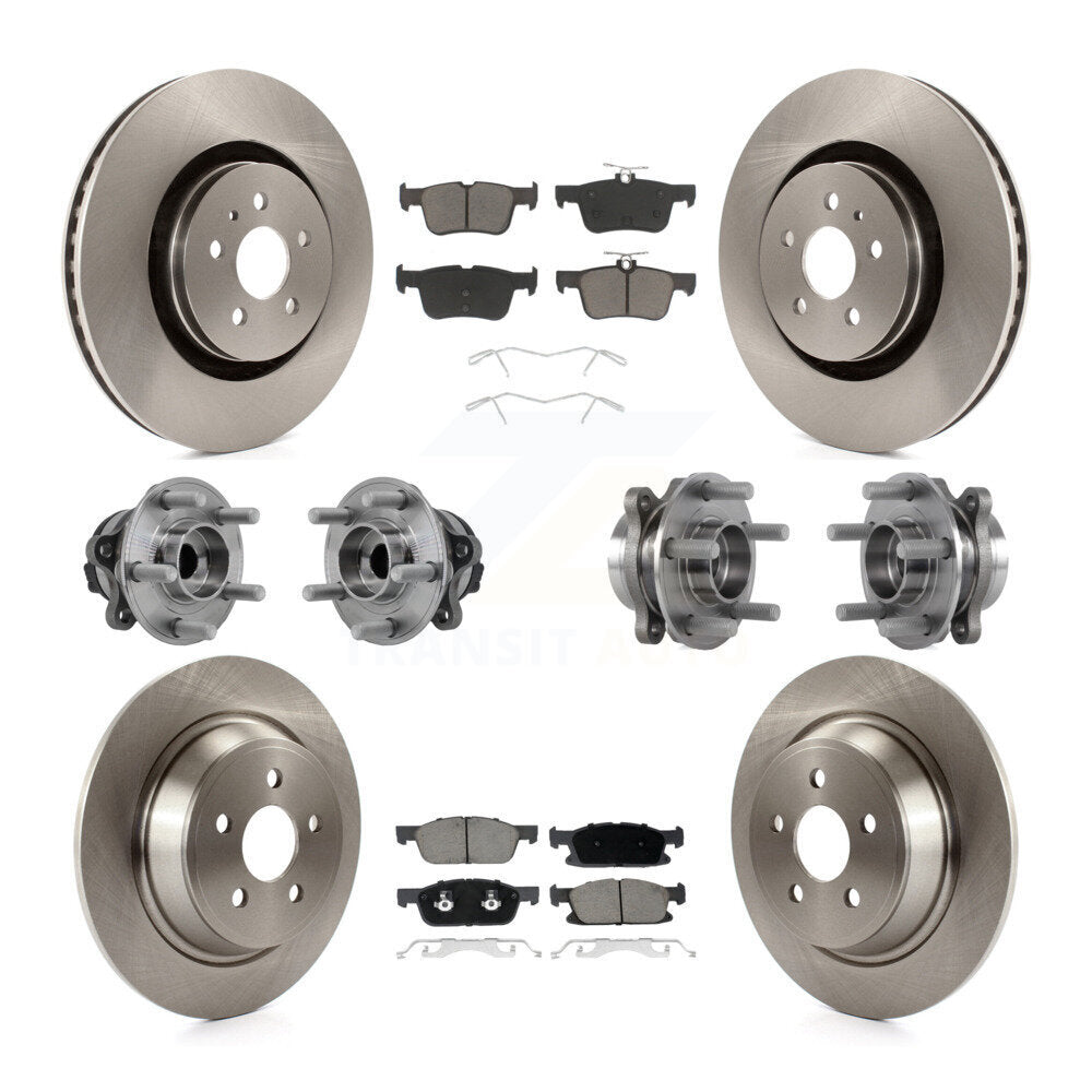Hub Bearing Brake Rotor & Pads Front Rear Kit (10Pc) For Lincoln Continental FWD