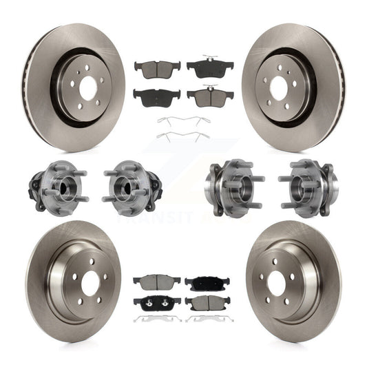 Hub Bearing Brake Rotor & Pads Front Rear Kit (10Pc) For Lincoln Continental FWD