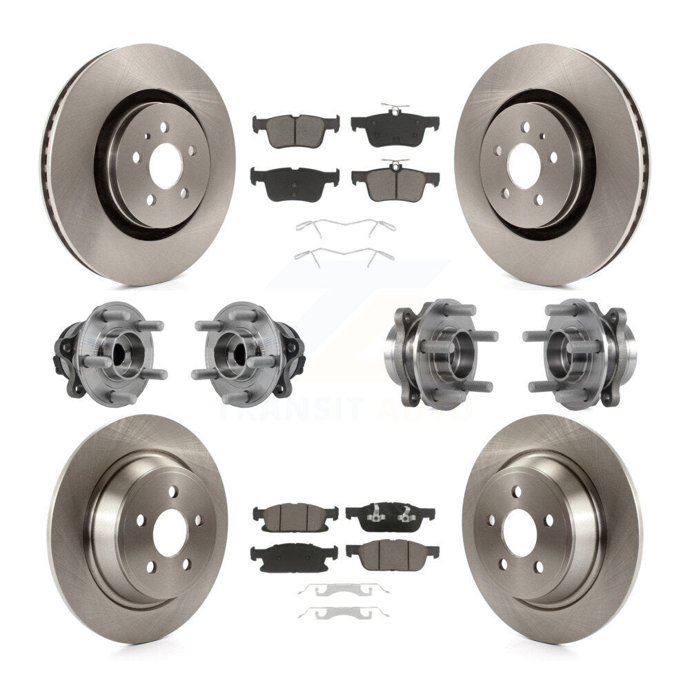 Hub Bearing Brake Rotor Pad Front Rear Kit (10Pc) For Ford Edge Lincoln Nautilus