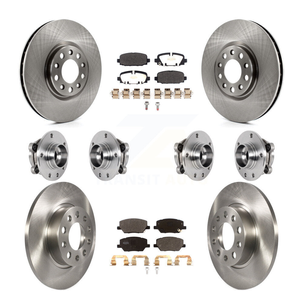 Hub Bearing Disc Brake Rotor And Pads Front Rear Kit (10Pc) For Jeep Compass AWD
