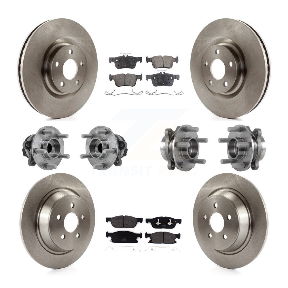 Hub Bearing Brake Rotor & Pads Front Rear Kit (10Pc) For Lincoln Continental FWD