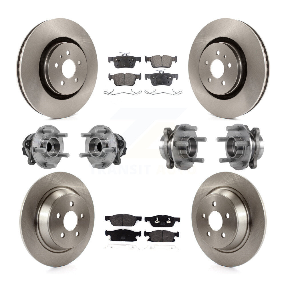 Hub Bearing Brake Rotor & Pads Front Rear Kit (10Pc) For Lincoln Continental FWD