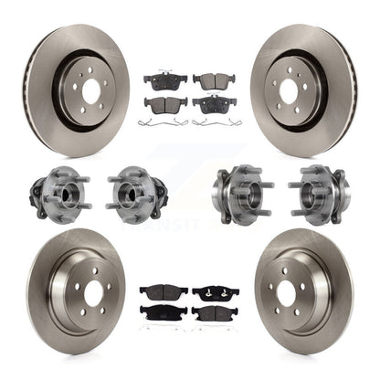 Hub Bearing Brake Rotor & Pads Front Rear Kit (10Pc) For Lincoln Continental FWD