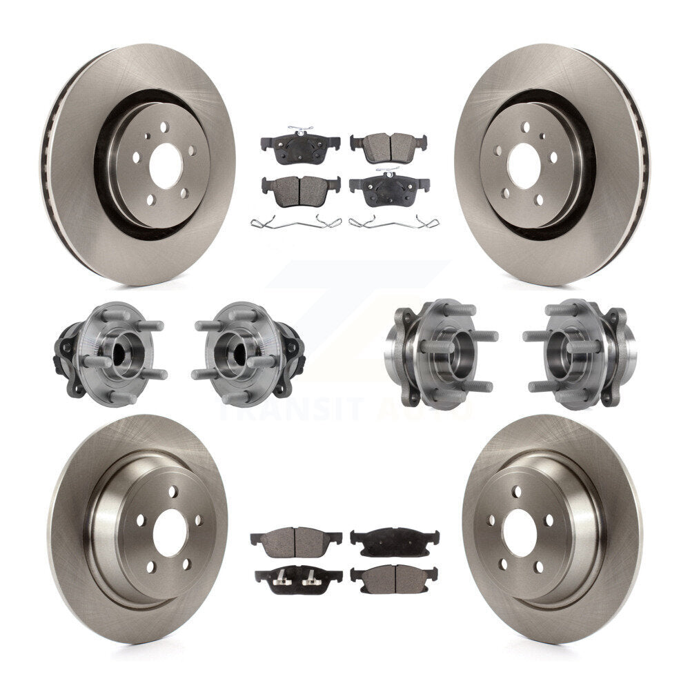 Hub Bearing Brake Rotor Pad Front Rear Kit (10Pc) For Ford Edge Lincoln Nautilus