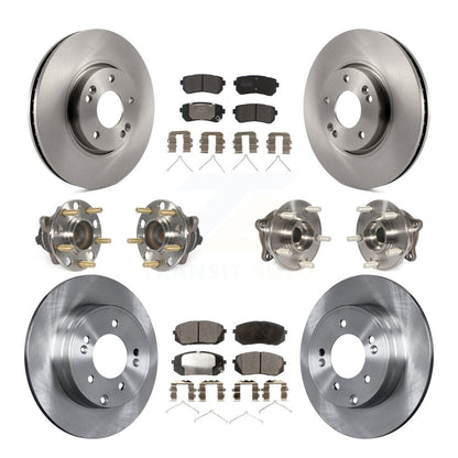 Hub Bearings Disc Brake Rotors And Pads Front Rear Kit (10Pc) For Hyundai Sonata