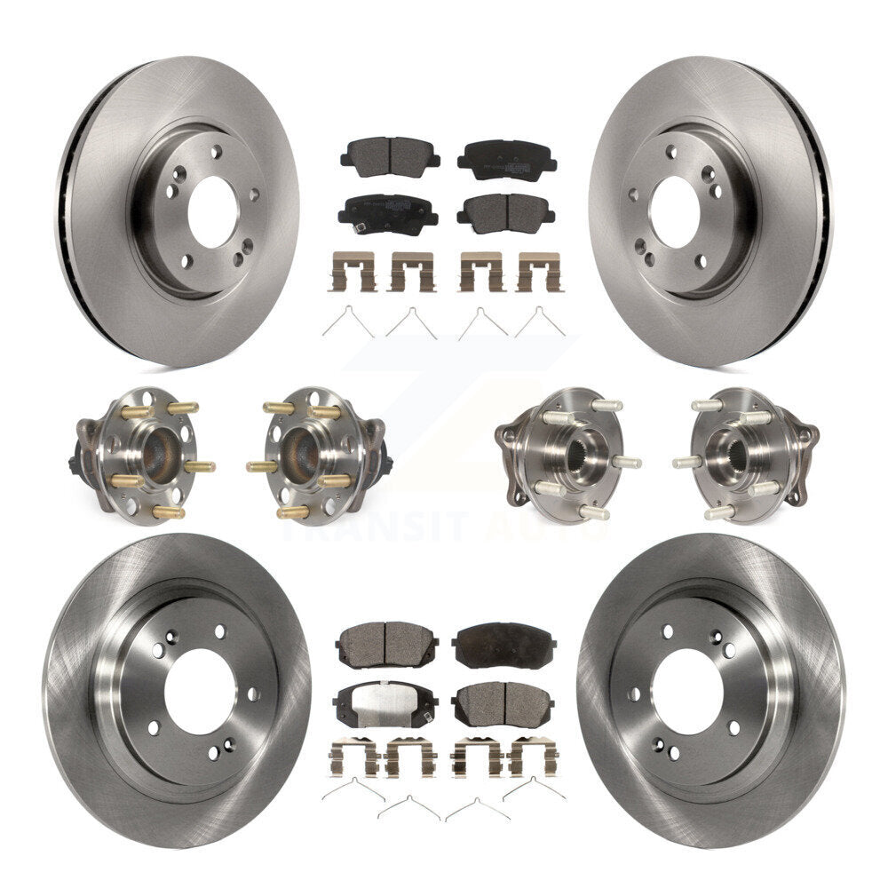Hub Bearings Disc Brake Rotors And Pads Front Rear Kit (10Pc) For Hyundai Sonata